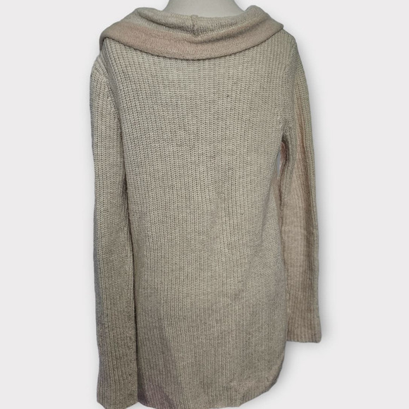 LA Fee Verte Anthropologie Pink Cream Color Block Wrap‎ Cardigan Sweater Small - Picture 4 of 9